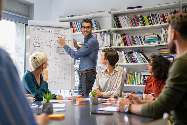 Board with planning notes and financial charts